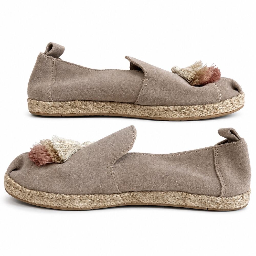 TOMS Suede Tassel Espadrilles Women Size 8 Alpargata Rope Coastal Boho